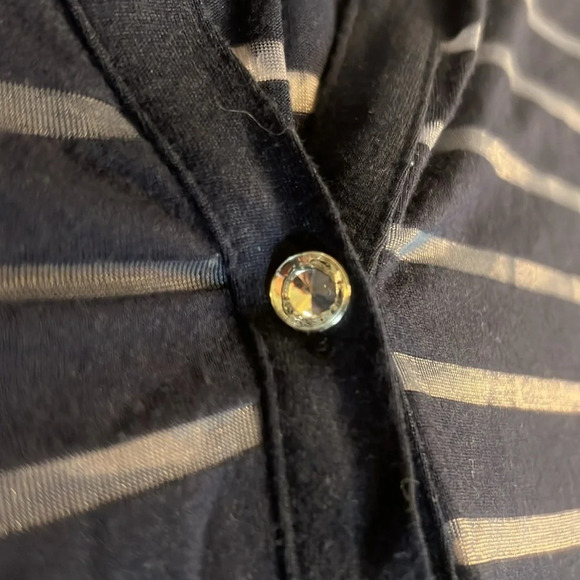 Sheer striped stretchy button down top - Picture 3 of 10